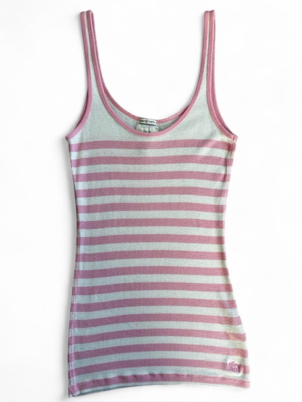 Y2K Vintage Abercrombie & Fitch pink striped ribbed tank top coquette size S